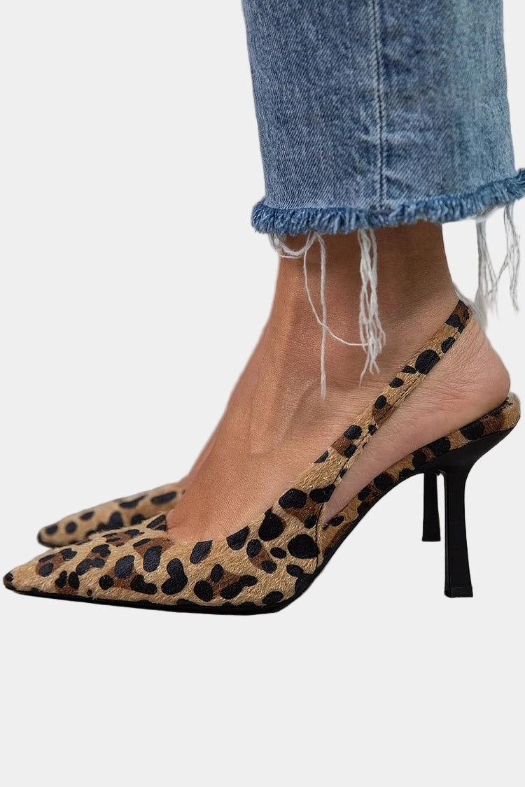 Avelisse | Pointed Toe Leopard Print Sandals