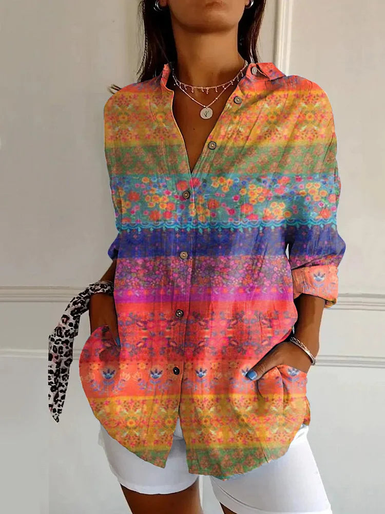 FREYA | COLORFUL COLLARED BLOUSE