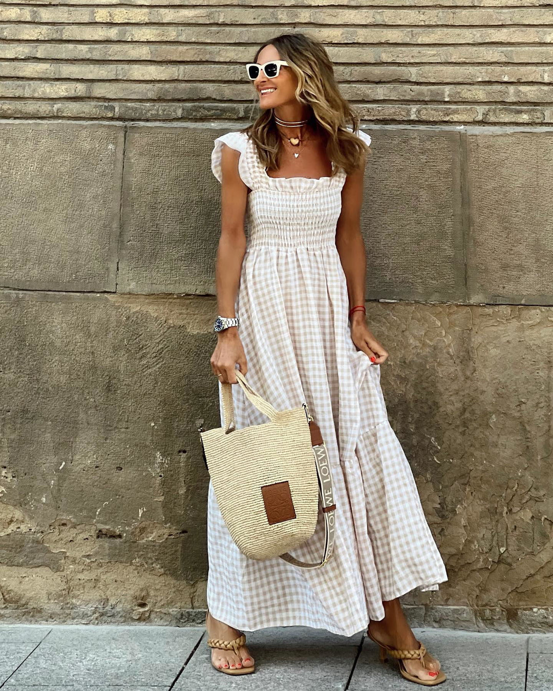 AMANDA | Chic Retro Plaid Smocked Dress