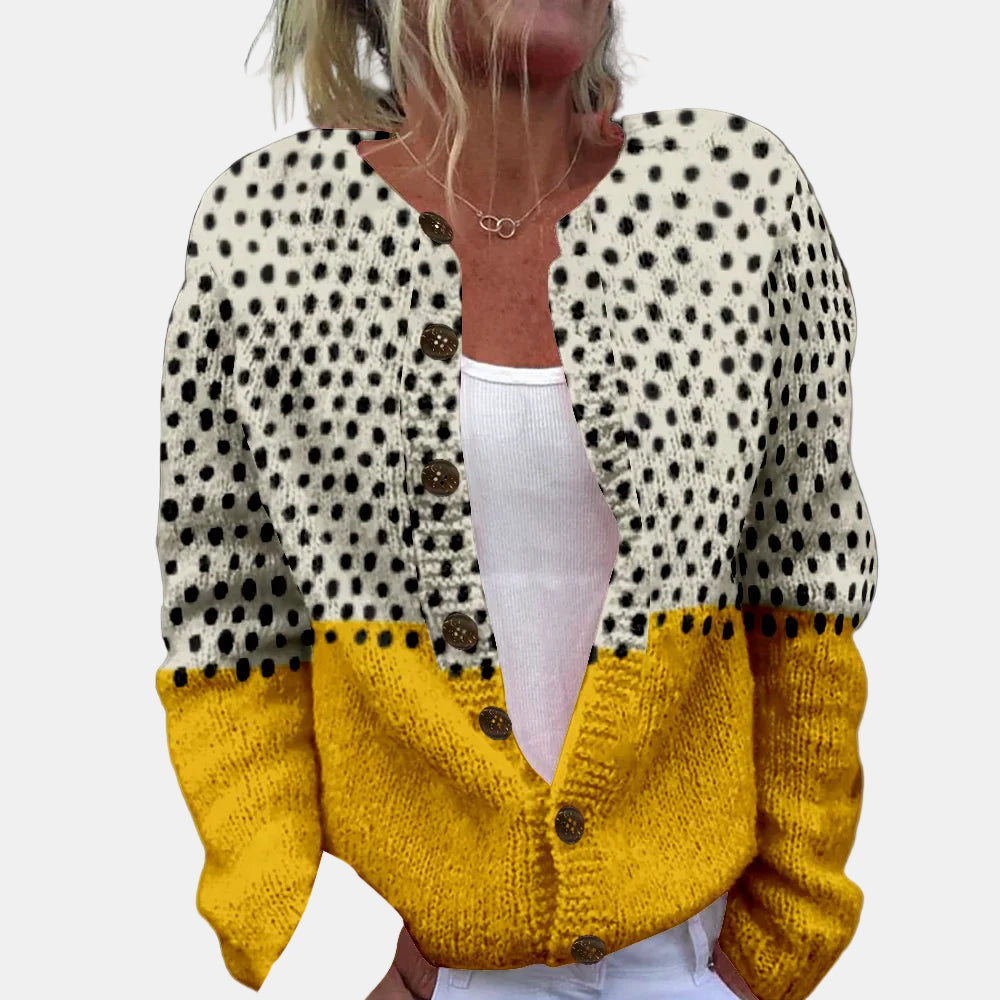 Amelina | Polka-Dot Print Cardigan