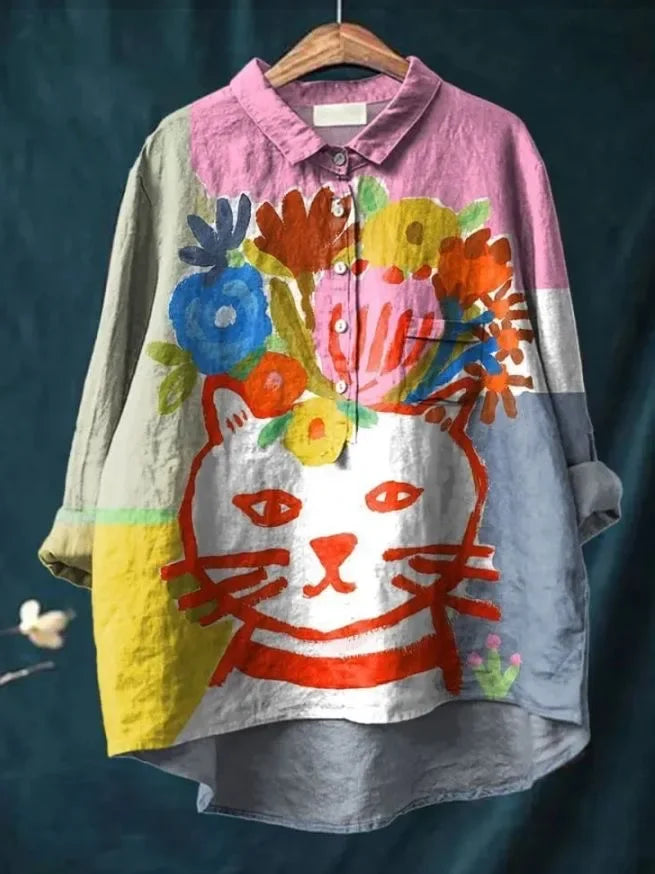 EMILY | CAT PRINT BLOUSE