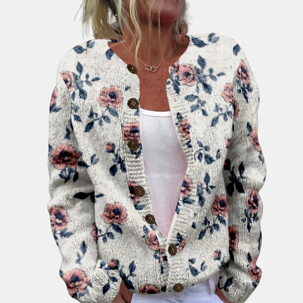 Blanche | Chic Rose Print Cardigan