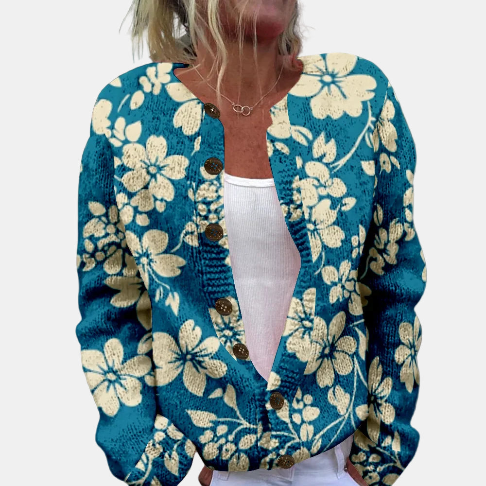 Katherine | Blue Flower Printed Cardigan