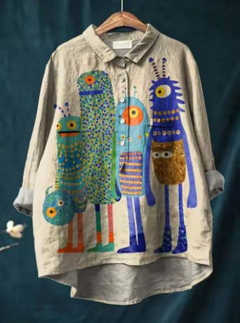 KIM | PLAYFUL MOSTER PRINT BLOUSE