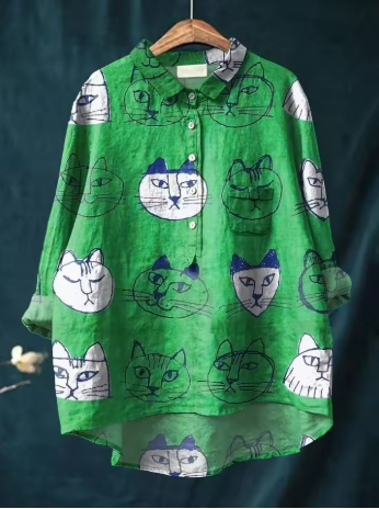 LANA | TIMELESS CAT PRINT BLOUSE