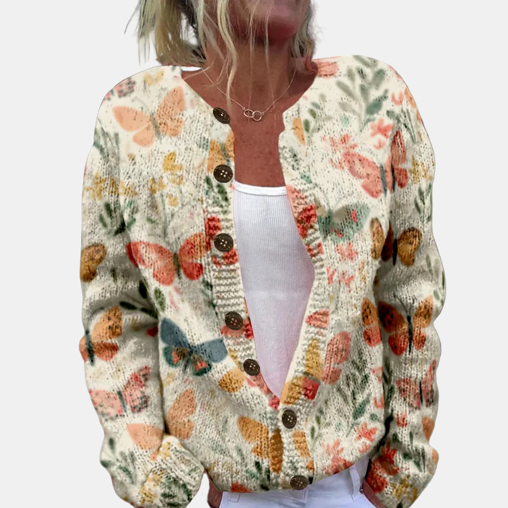 Philippa | Chic Butterfly Print Cardigan