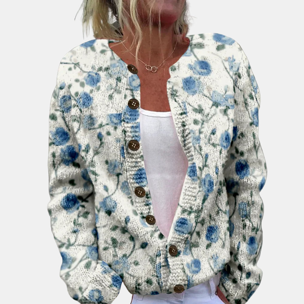 Clarissa | Chic Blue Printed Cardigan