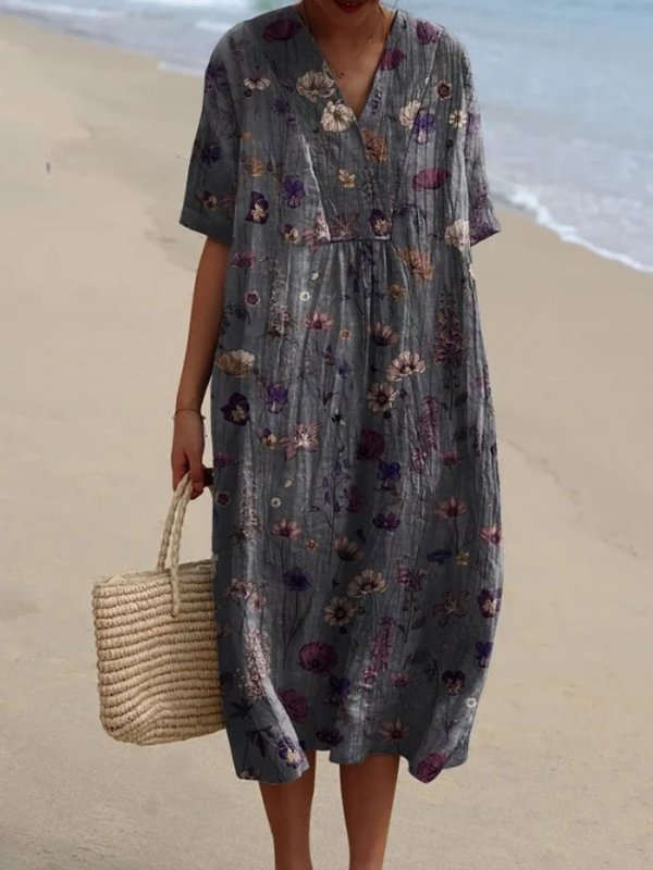 VIVARA | CHIC RETRO FLORAL DRESS