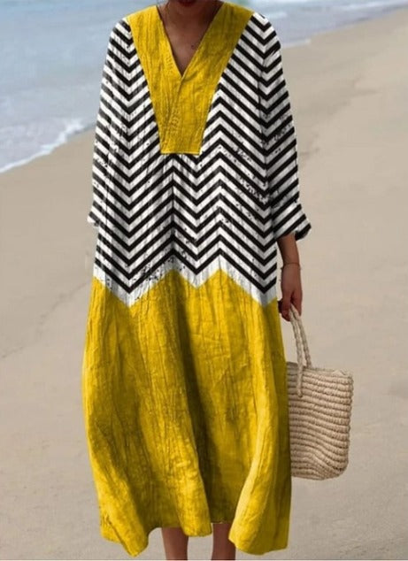 CASSIANE | VINTAGE GEOMETRIC PATTERN DRESS