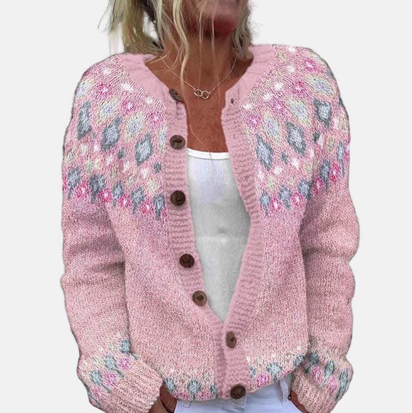 Beatrice | Printed Pink Cardigan