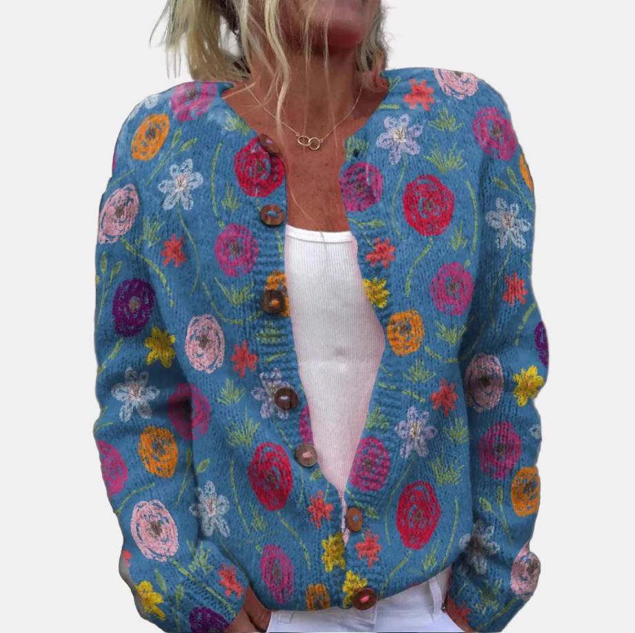 Juliana | Blue Floral Print Cardigan
