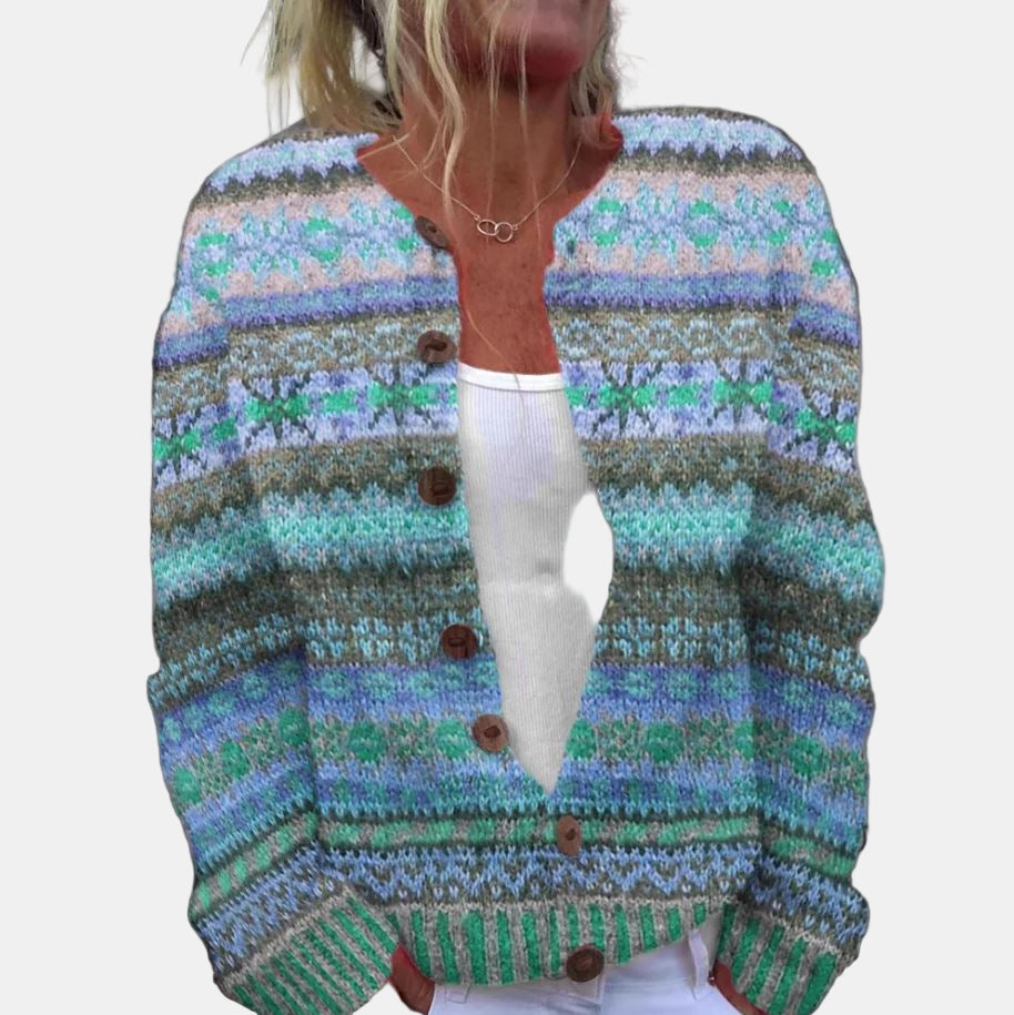 Adelina | Printed Blue Cardigan