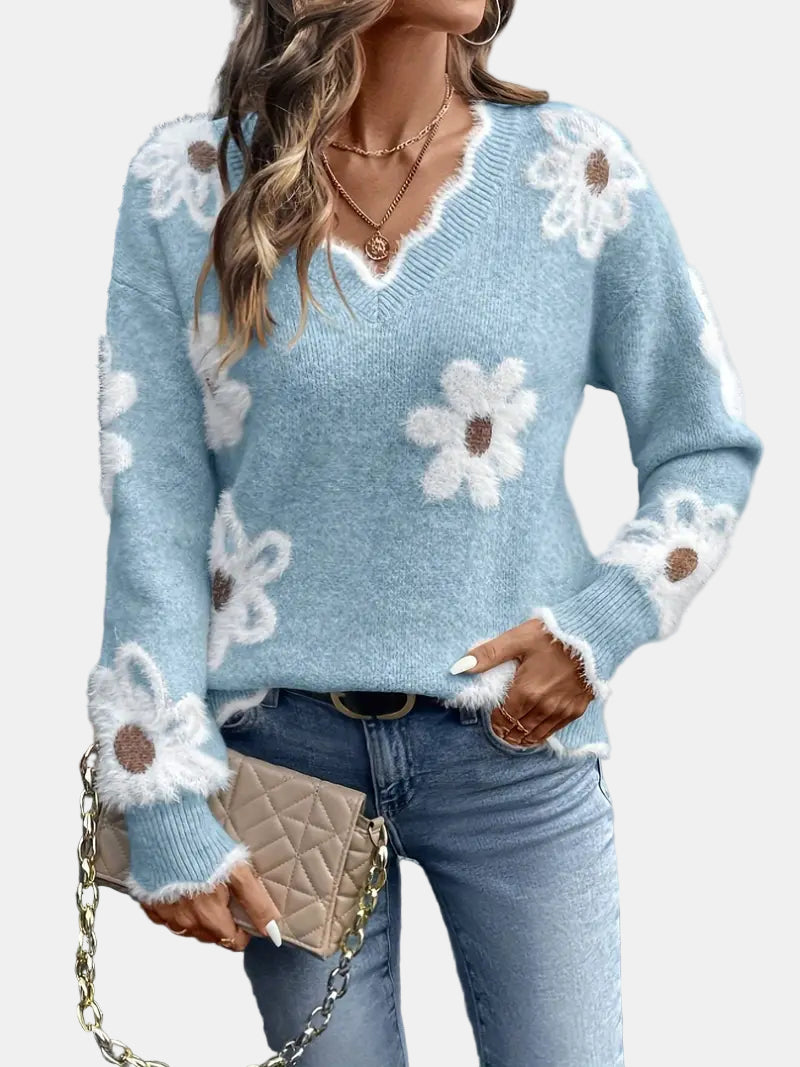 Charlotte | Timeless V-Neck Floral Sweater
