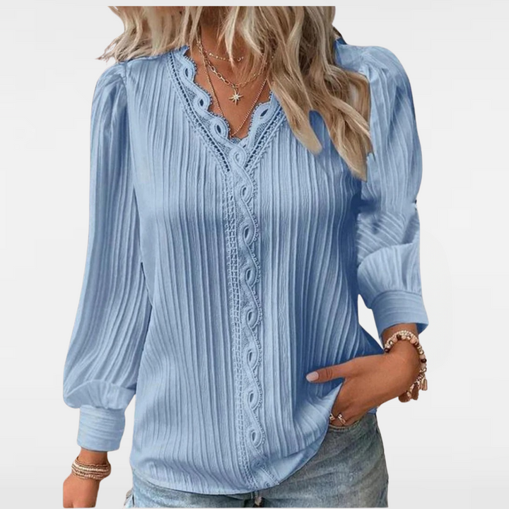 Iris | Classy Lace V-neck Long Sleeve Blouse