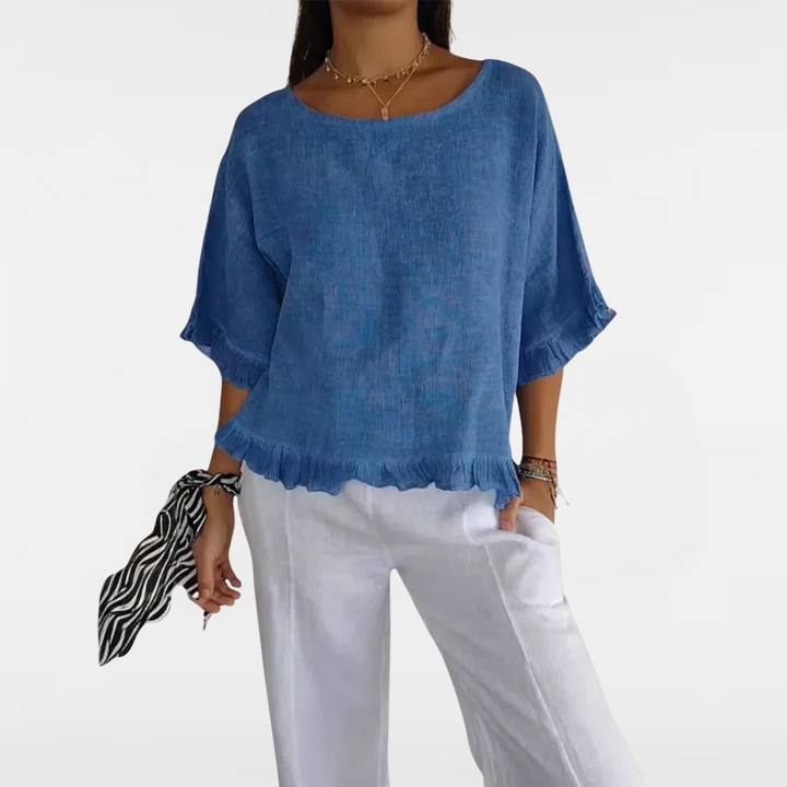 Audrey | Casual Round Neck Mid Sleeve Blouse