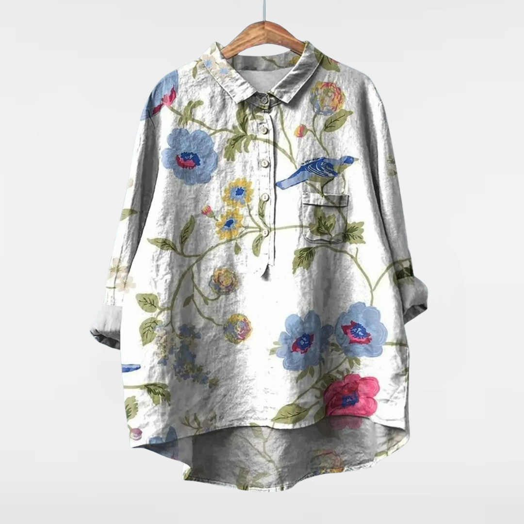 LIZETTE - PRINTED LINEN BLOUSE