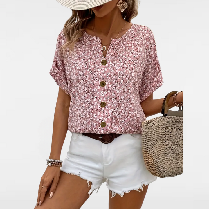 Leilani | Floral Pink Print Blouse