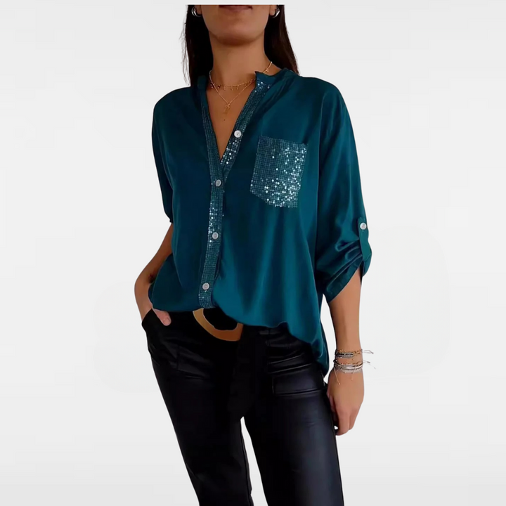 Paisley | Sparkling V-Neck Blouse