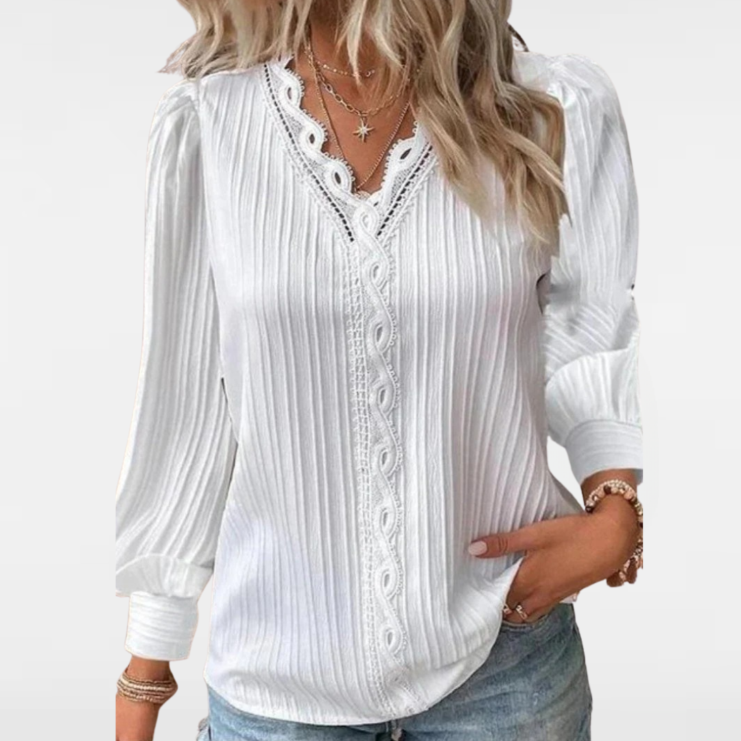 Iris | Classy Lace V-neck Long Sleeve Blouse