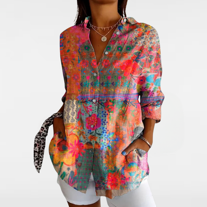 MERYL - VIBRANT BOHO CHIC PRINTED BLOUSE