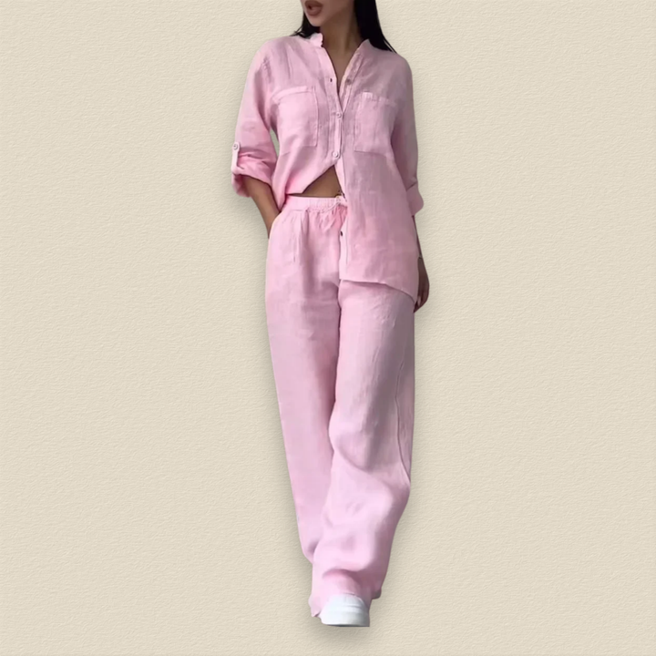 Serelinne | Linen Blend Top and Pants Set