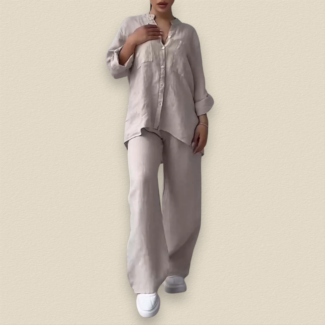 Serelinne | Linen Blend Top and Pants Set