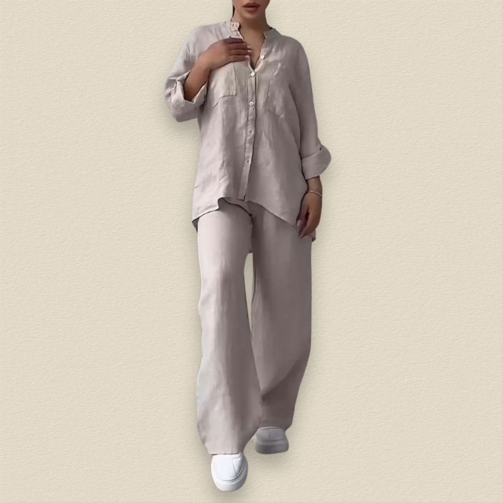Serelinne | Linen Blend Top and Pants Set