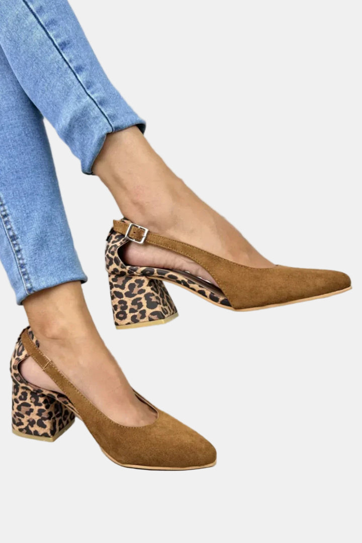 Rhea | Leopard Print Sling Back Heels