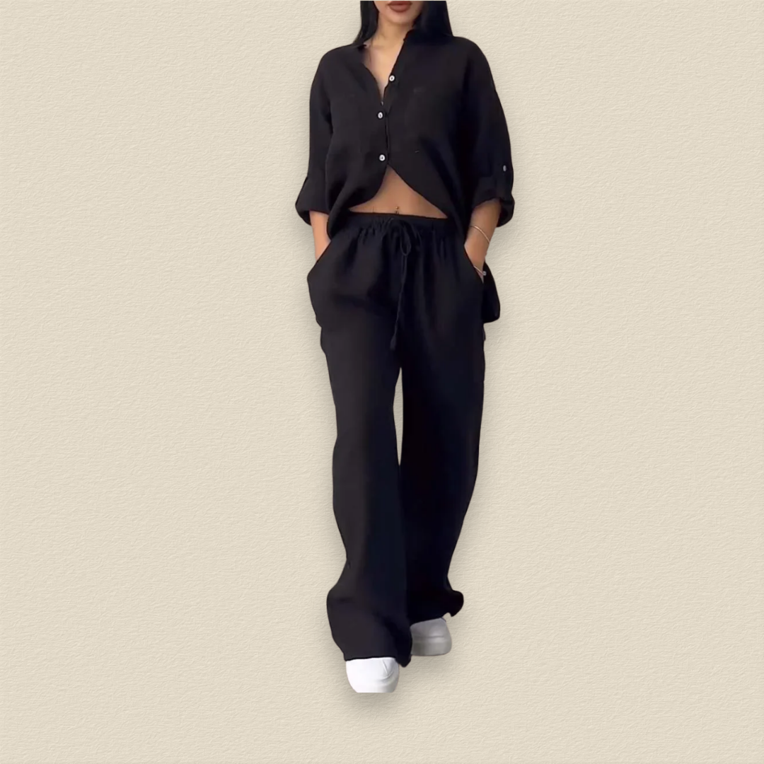 Serelinne | Linen Blend Top and Pants Set