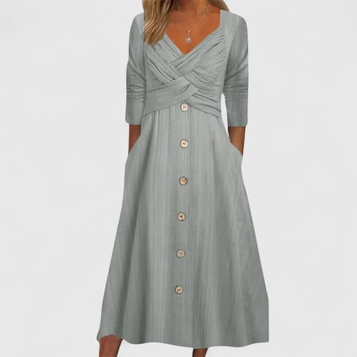 Arvella | Twist-front buttoned midi dress