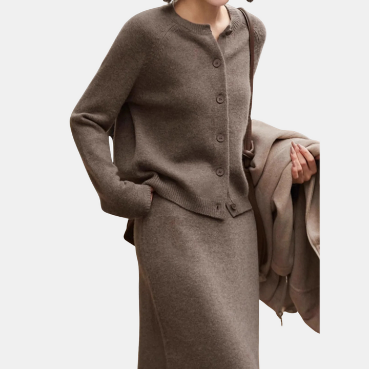 Margot | Cashmere Knit Cardigan and Skirt Set