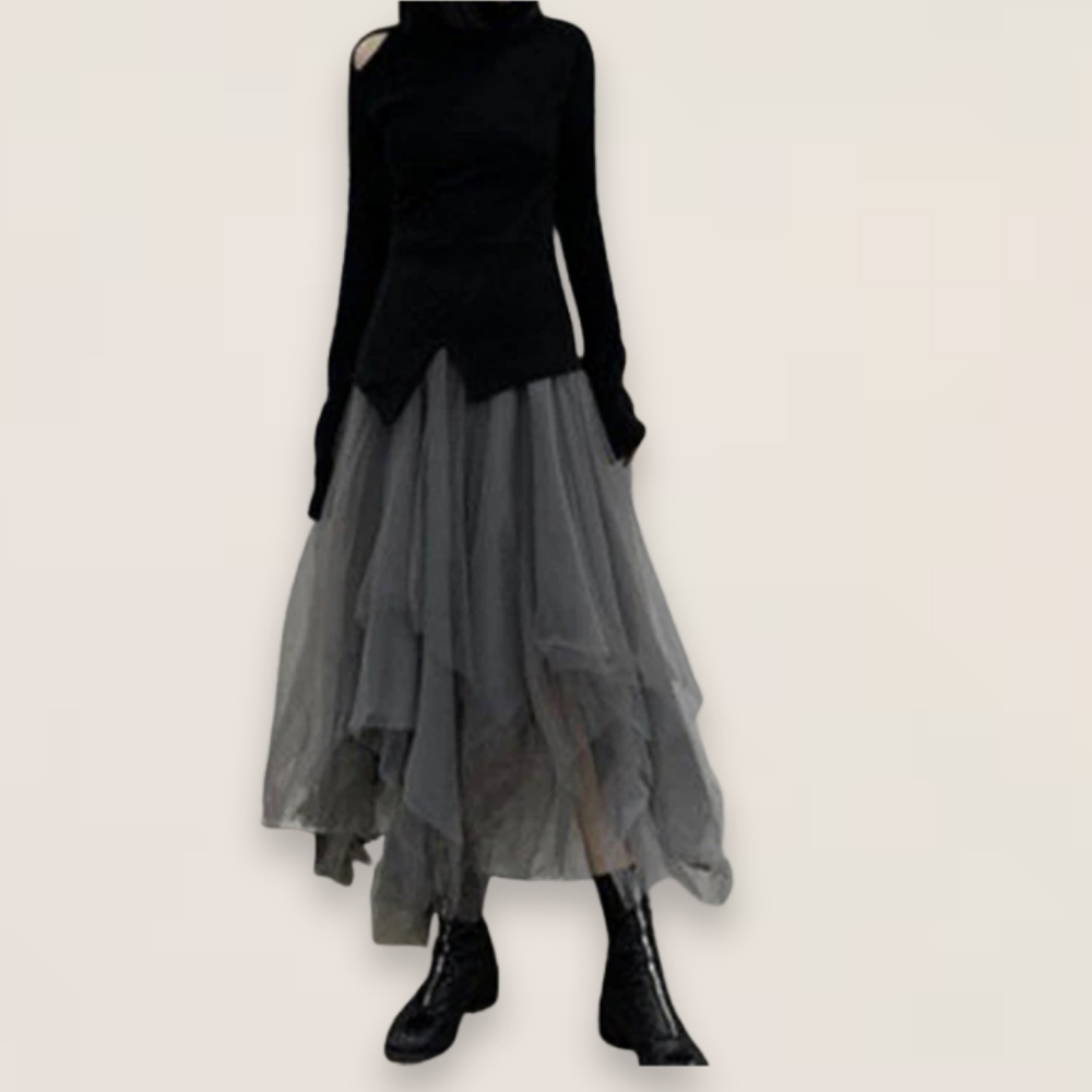 Celeste | Plus Size Patchwork Tulle Skirt with Elastic Waist