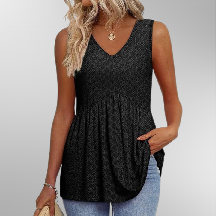 Elanira | Sleeveless Aztec Embossed Summer Top