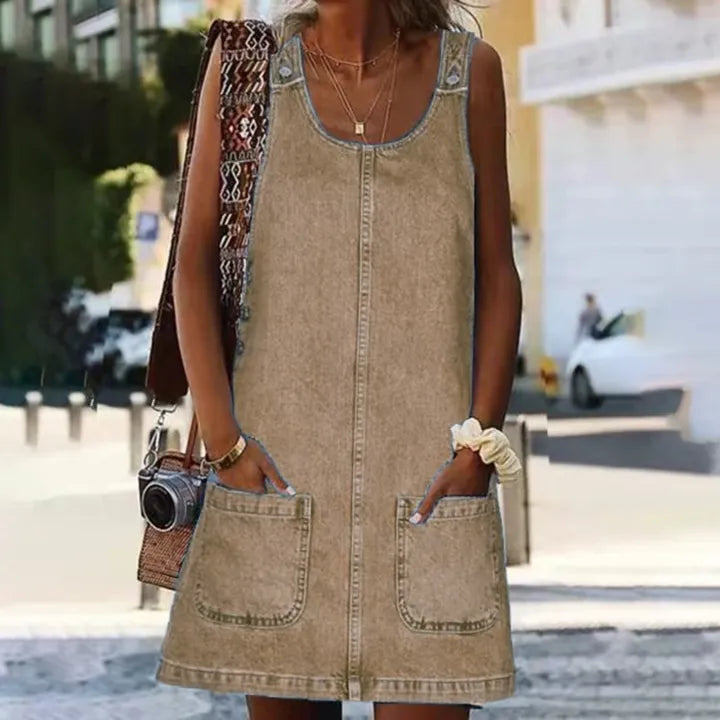 THEA | SLEEVELESS DENIM MINI DRESS