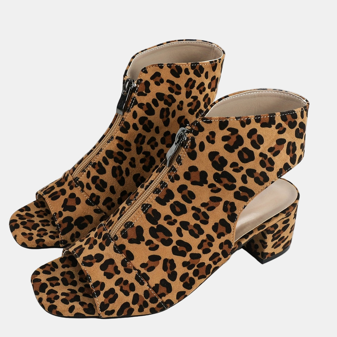 Myrabel | Leopard Zip-Front Sandals