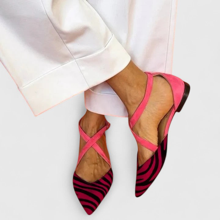 Zayenne | Colorful zebra design flat pointed shoes