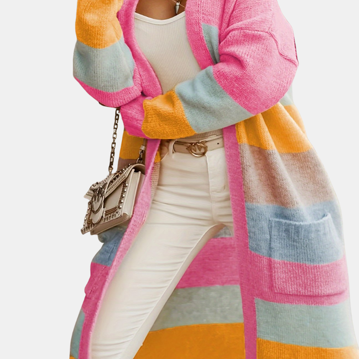 Isla | Pastel Striped Knit Cardigan