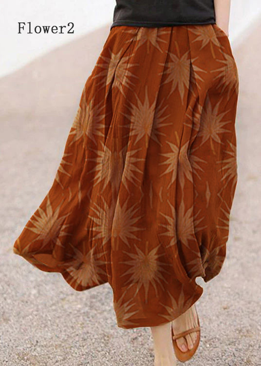 June | Retro Coffee Dot Print Skirt with Pockets