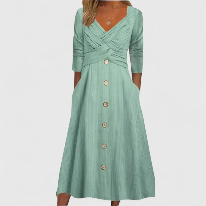 Arvella | Twist-front buttoned midi dress