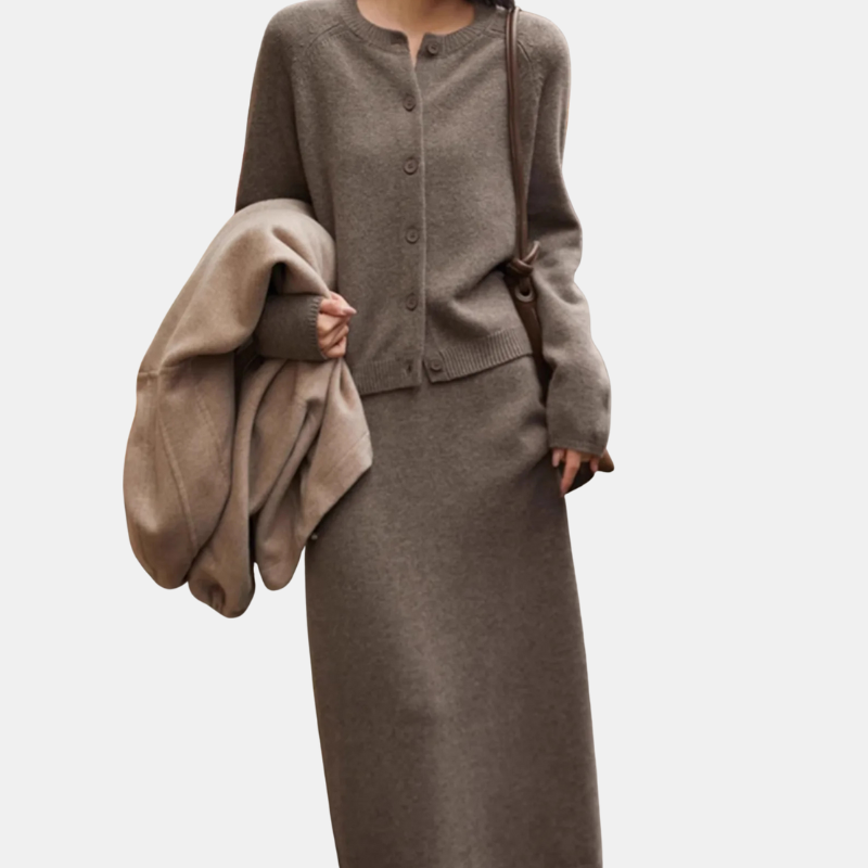 Margot | Cashmere Knit Cardigan and Skirt Set