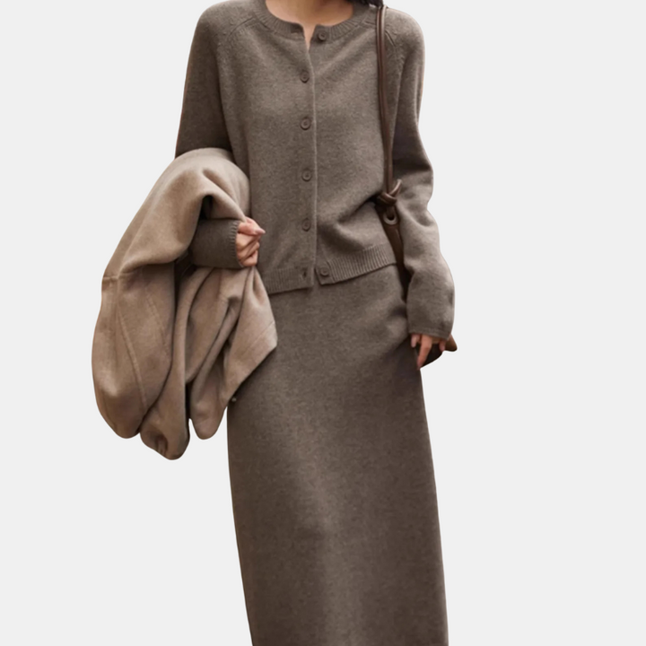 Margot | Cashmere Knit Cardigan and Skirt Set