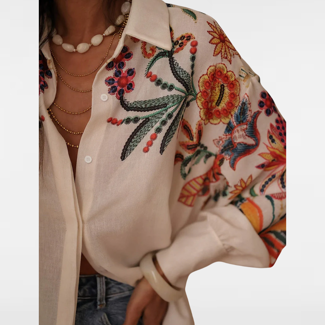 Evelina | Long puff sleeve floral shirt
