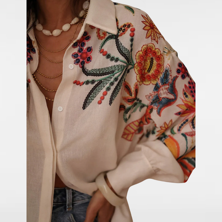 Evelina | Long puff sleeve floral shirt