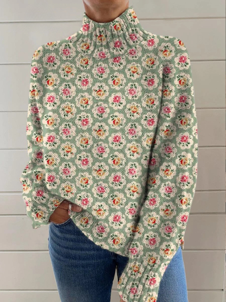 Mia | Floral print turtleneck sweater