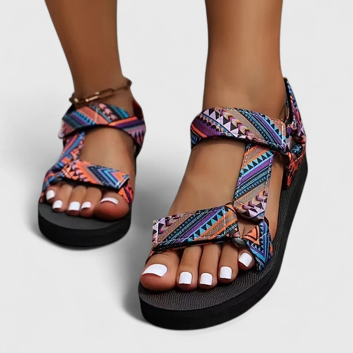 Nayeli | Colorful patterned strap platform sandals
