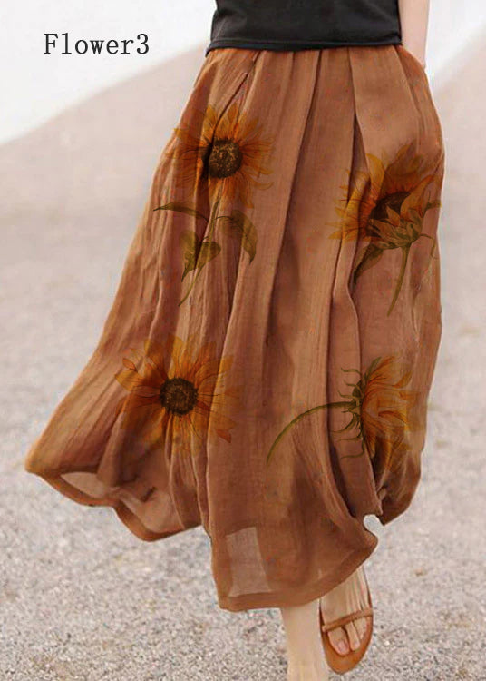 June | Retro Coffee Dot Print Skirt with Pockets