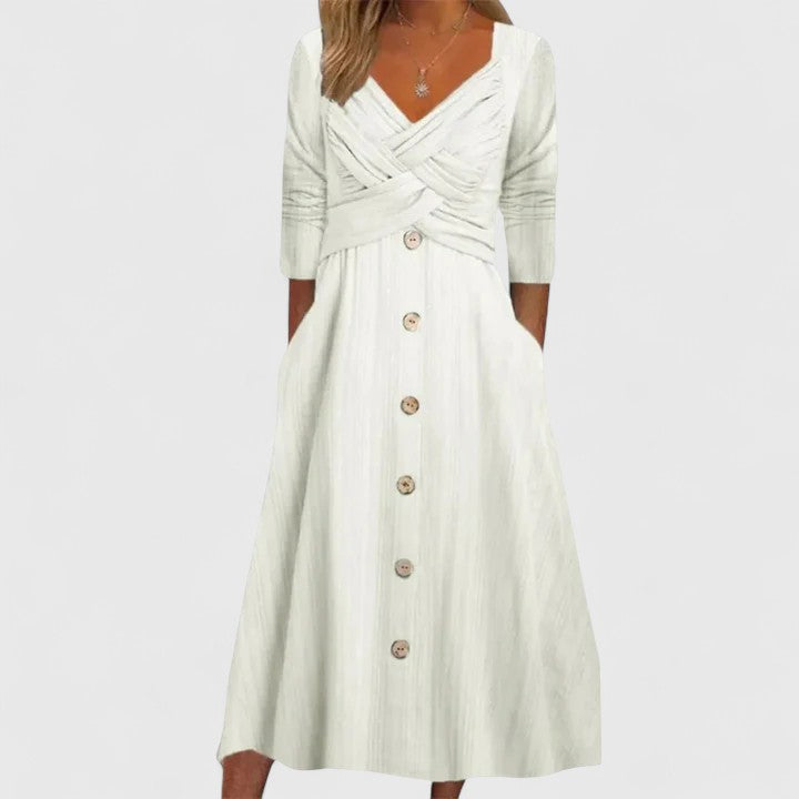 Arvella | Twist-front buttoned midi dress