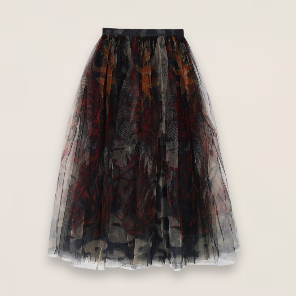 Aria | Black Lace A-Line Tulle Skirt with Fitted Waist