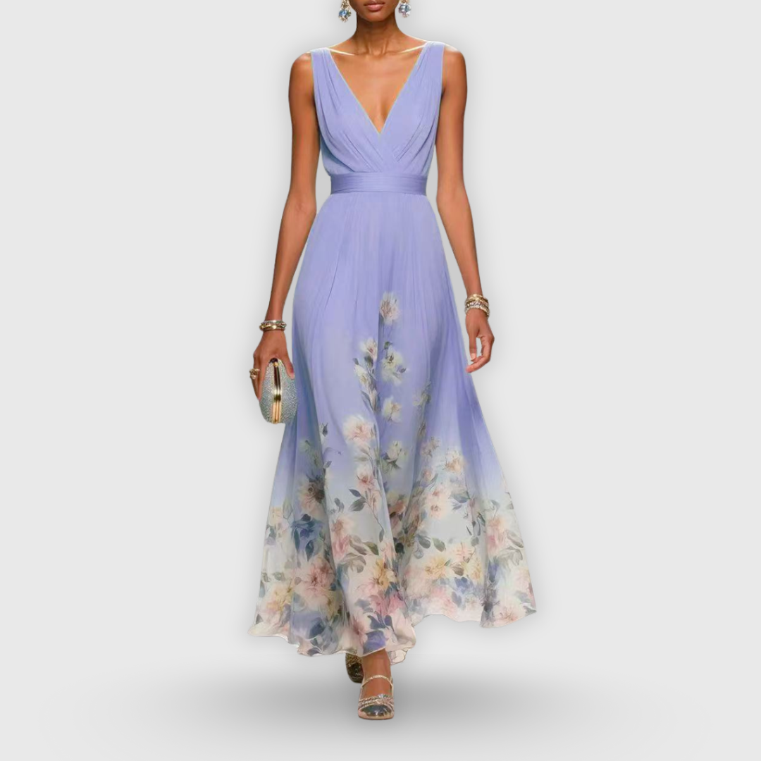 Elenya | Sleeveless empire floral maxi dress
