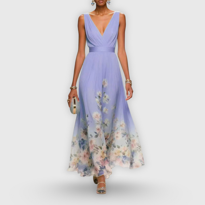 Elenya | Sleeveless empire floral maxi dress